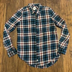 Vans off the walls blue & purple plaid button up shirt